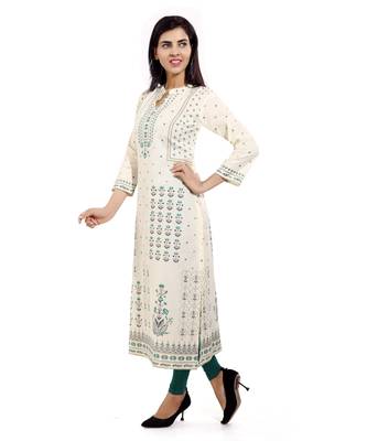 Cream printed cotton cotton-kurtis 3