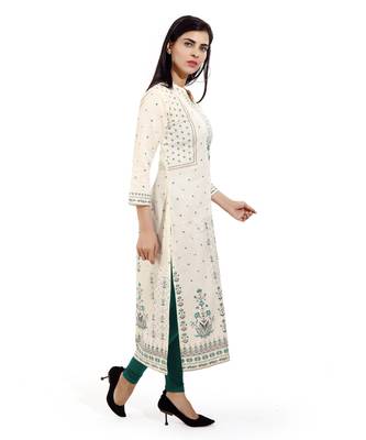 Cream printed cotton cotton-kurtis 4