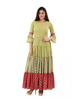 Light-green embroidered cotton embroidered-kurtis 1
