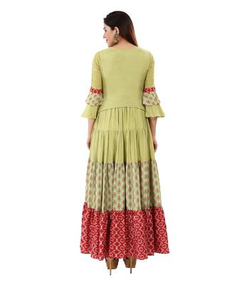 Light-green embroidered cotton embroidered-kurtis 2