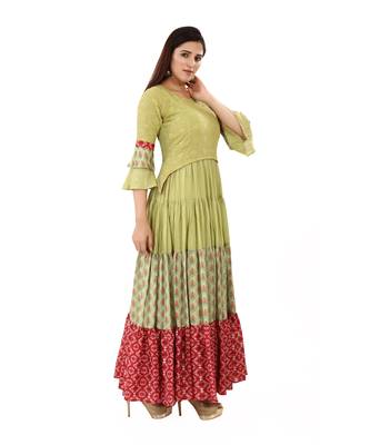 Light-green embroidered cotton embroidered-kurtis 4