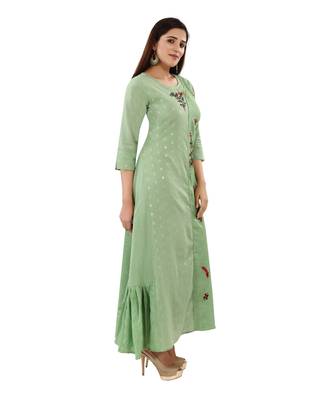 Light-sea-green embroidered cotton embroidered-kurtis 4