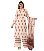 Beige embroidered cotton embroidered-kurtis