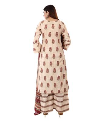 Beige embroidered cotton embroidered-kurtis 2
