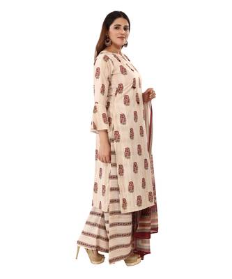 Beige embroidered cotton embroidered-kurtis 4