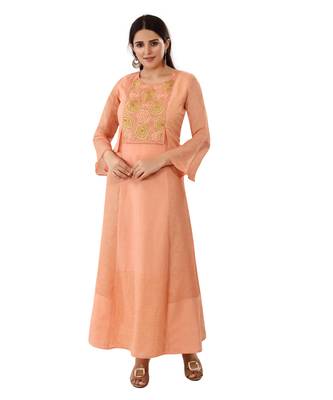 Peach embroidered cotton embroidered-kurtis 1