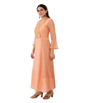 Peach embroidered cotton embroidered-kurtis 3