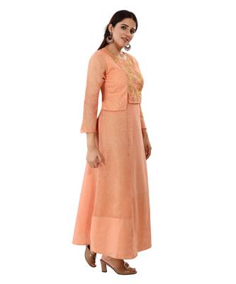 Peach embroidered cotton embroidered-kurtis 4