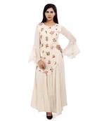 Cream embroidered cotton embroidered-kurtis