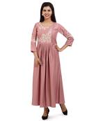 Wine embroidered cotton embroidered-kurtis