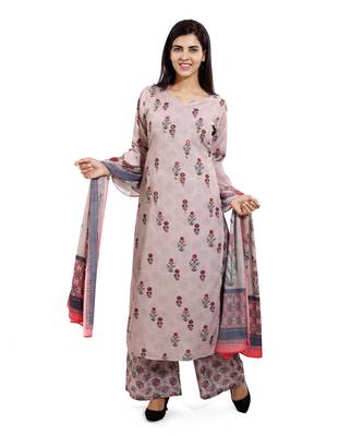 Light-brown embroidered cotton embroidered-kurtis 1