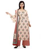 Light-brown embroidered cotton embroidered-kurtis