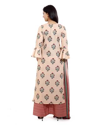 Light-brown embroidered cotton embroidered-kurtis 2