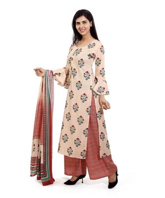 Light-brown embroidered cotton embroidered-kurtis 3