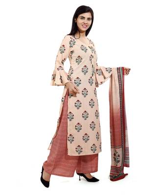 Light-brown embroidered cotton embroidered-kurtis 4