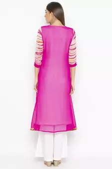 Pink embroidered georgette party-wear-Kurti
