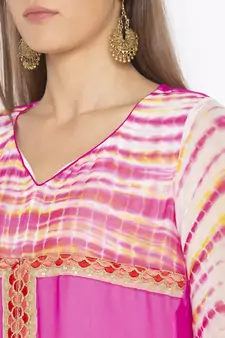 Pink embroidered georgette party-wear-Kurti