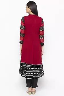 Maroon embroidered georgette party-wear-Kurti