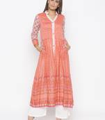 Peach printed cotton party-wear-Kurti