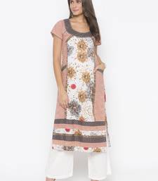 Peach printed cotton party-wear-Kurti