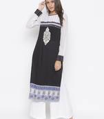 Black embroidered cotton party-wear-Kurti