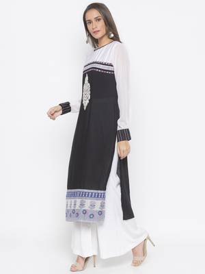 Black embroidered cotton party-wear-Kurti 2
