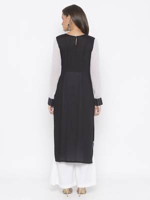 Black embroidered cotton party-wear-Kurti 3