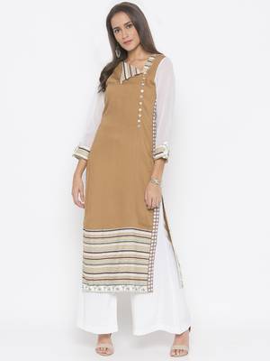 Brown printed cotton party-wear-Kurti 2