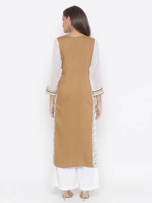 Brown printed cotton party-wear-Kurti 4