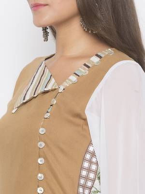 Brown printed cotton party-wear-Kurti 5