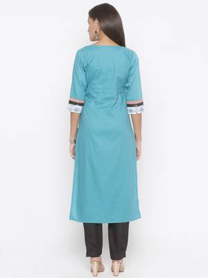 Blue printed cotton party-wear-Kurti 4