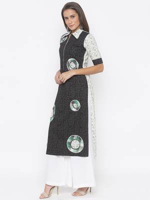 Black embroidered cotton party-wear-Kurti 2
