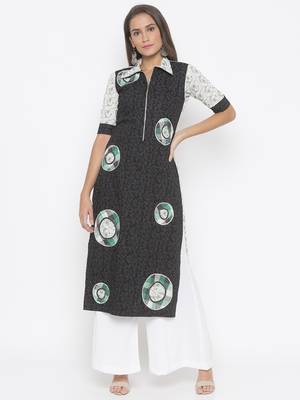 Black embroidered cotton party-wear-Kurti 3