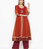 Copper embroidered georgette party-wear-Kurti