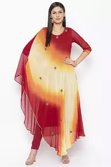 Maroon embroidered georgette party-wear-Kurti