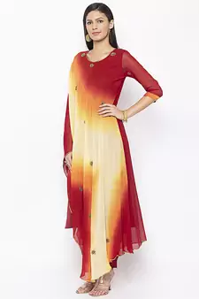 Maroon embroidered georgette party-wear-Kurti