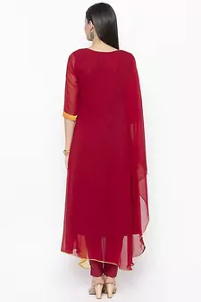 Maroon embroidered georgette party-wear-Kurti
