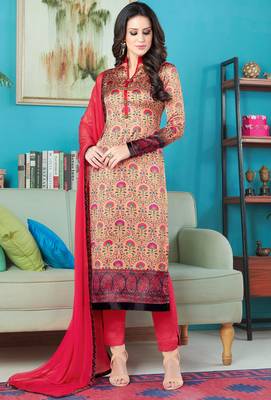 Light-peach digital print satin salwar 1