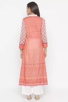 Peach printed cotton party-wear-Kurti