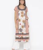 Peach printed cotton party-wear-Kurti