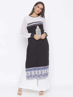 Black embroidered cotton party-wear-Kurti 5