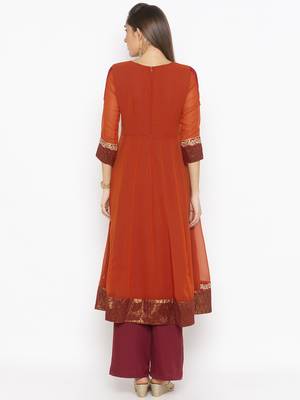 Copper embroidered georgette party-wear-Kurti 4