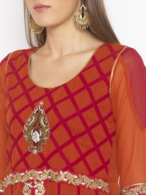 Copper embroidered georgette party-wear-Kurti 5