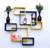 multicolor WALL rack shelf set of 6 interscting wall shelves