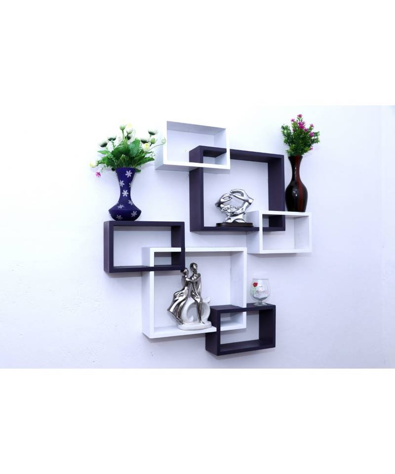 multicolor WALL rack shelf set of 6 interscting wall shelves