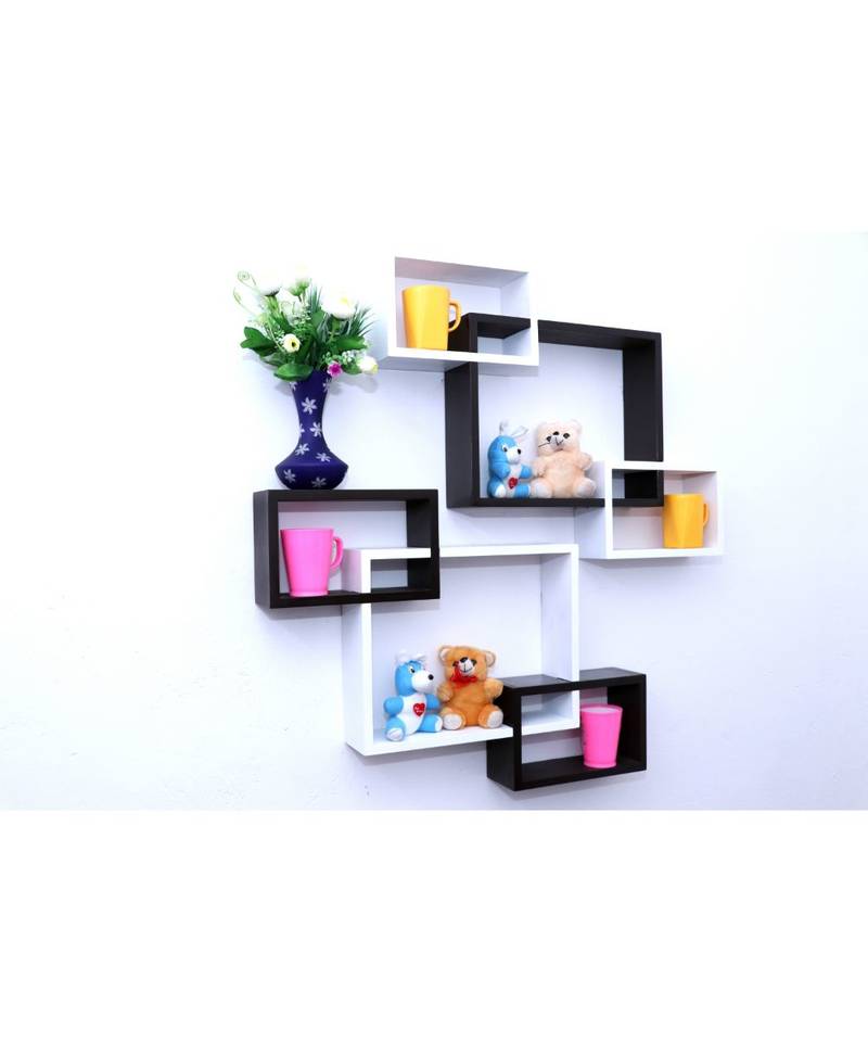 multicolor WALL rack shelf set of 6 interscting wall shelves