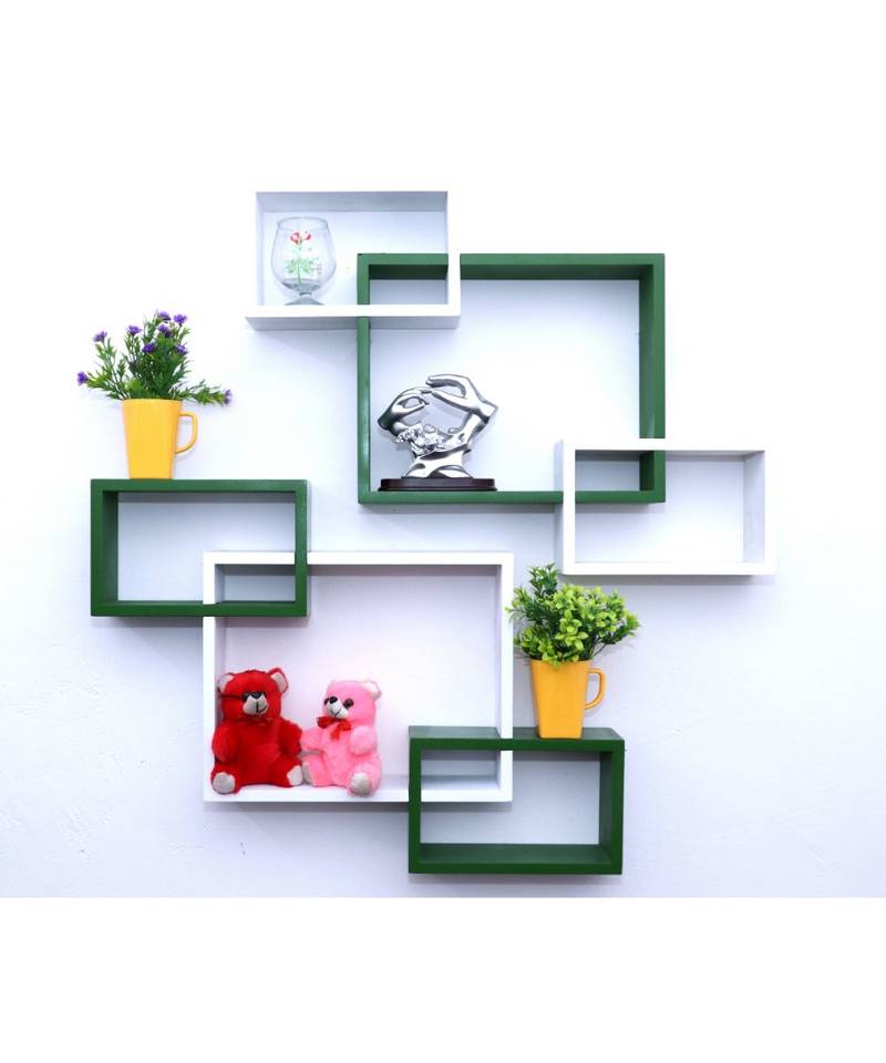 multicolor WALL rack shelf set of 6 interscting wall shelves