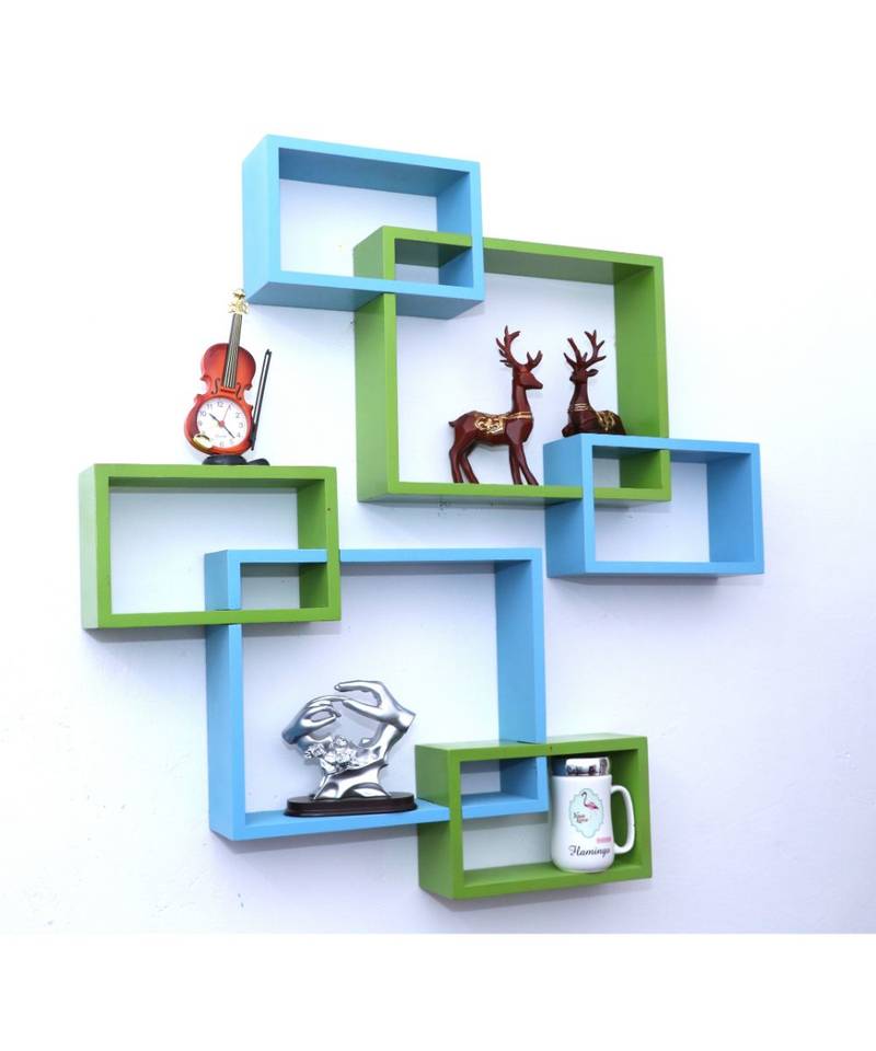 multicolor WALL rack shelf set of 6 interscting wall shelves
