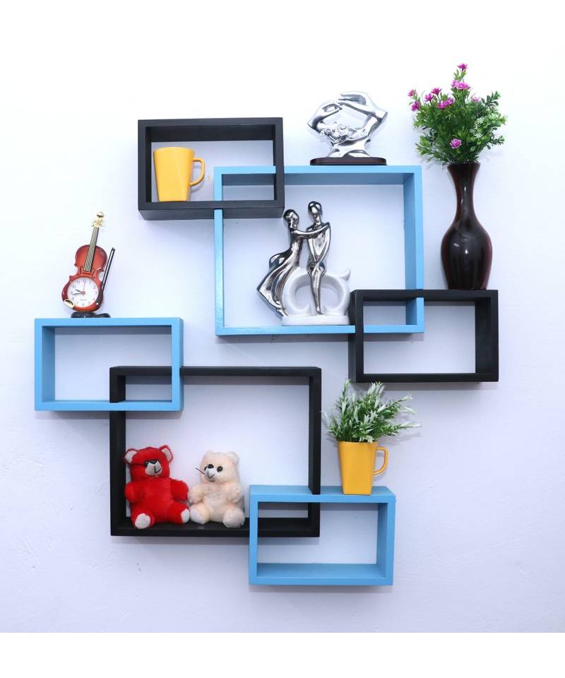 multicolor WALL rack shelf set of 6 interscting wall shelves