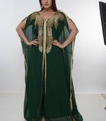Green embroidered georgette islamic-kaftans